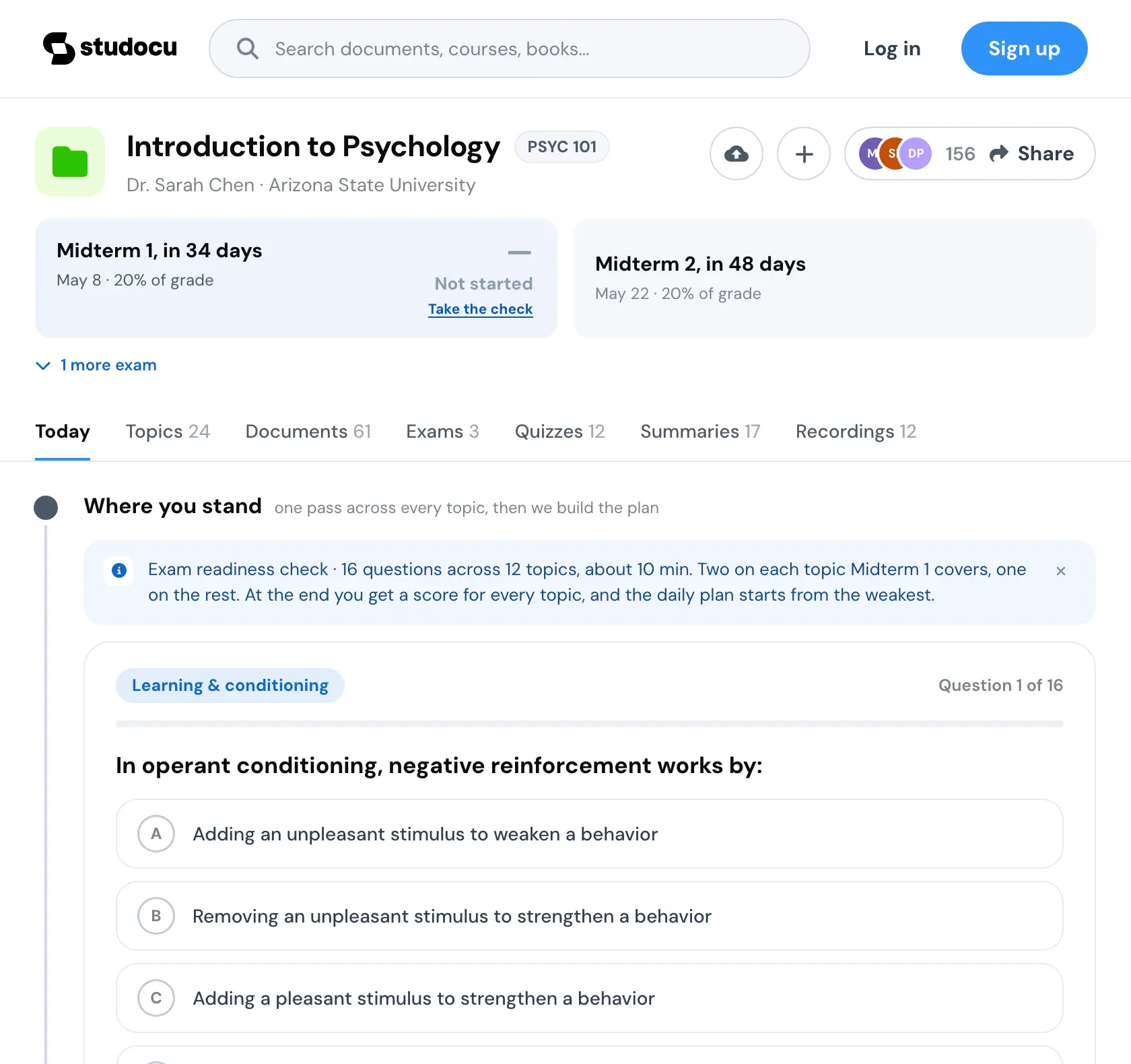 The course page for a course we hold everything for, seen by a student who just arrived. It leads with the readiness check and asks for nothing.