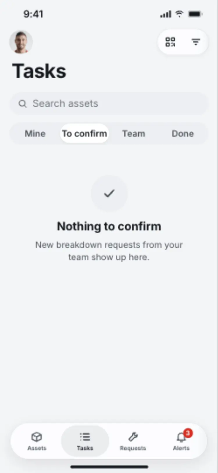 The To confirm segment now empty, reading "Nothing to confirm."