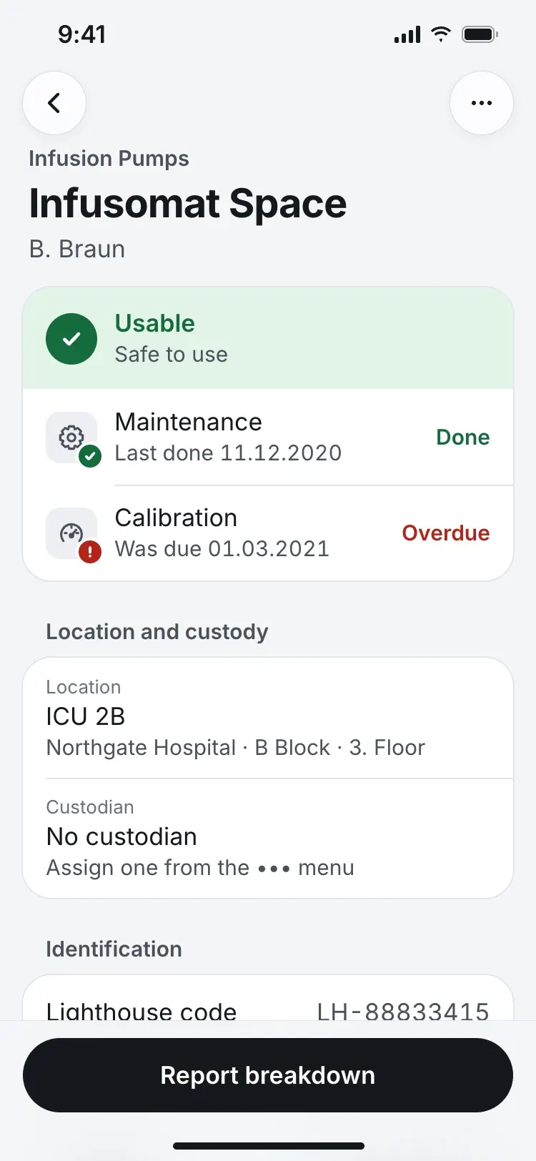 Infusomat Space asset screen now located at ICU 2B.