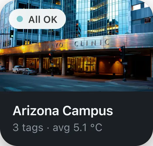 Dark mode branch card for Arizona Campus with an All OK badge